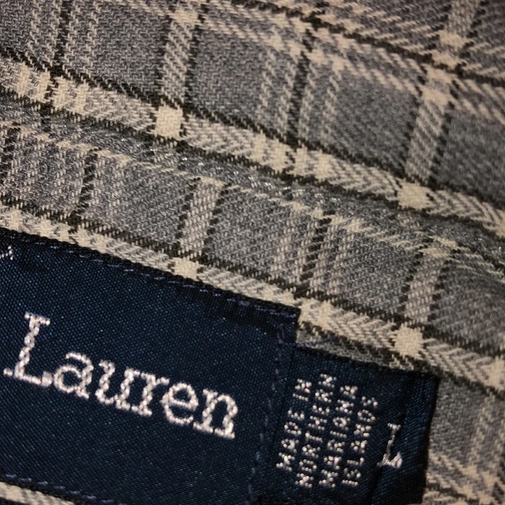 Ralph Lauren Blaire Grey-White Plaid Cotton Long Sleeve Button Down Shirt  - 2 - Picture 6 of 6